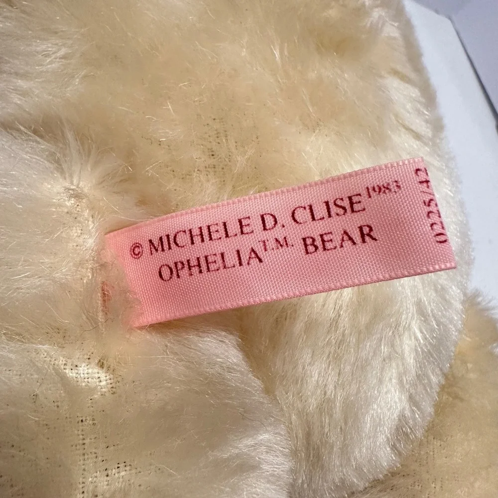Steiff Ophelia Teddy Bear SIGNED Cream Mohair Lace Collar Vintage German Plush